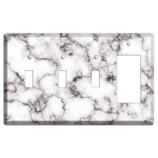 Black Stained Marble 3 Toggle / Rocker Wallplate