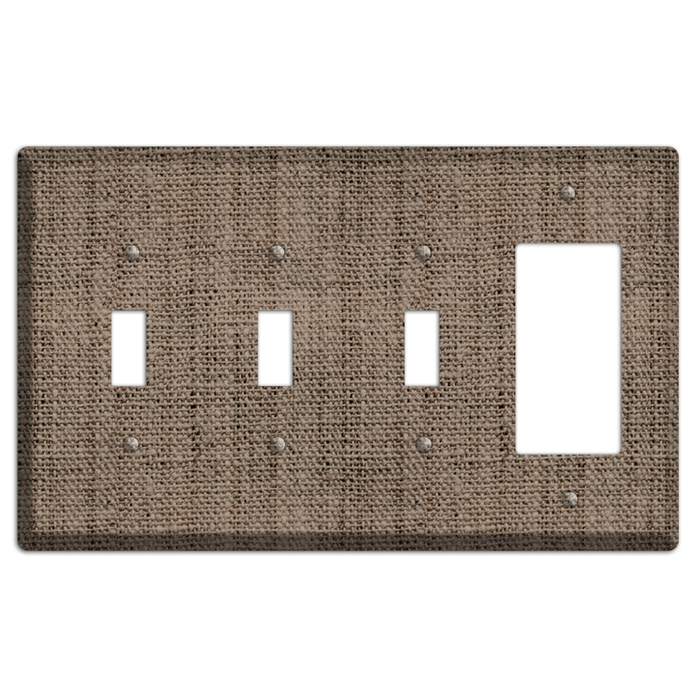 Coffee Burlap 3 Toggle / Rocker Wallplate