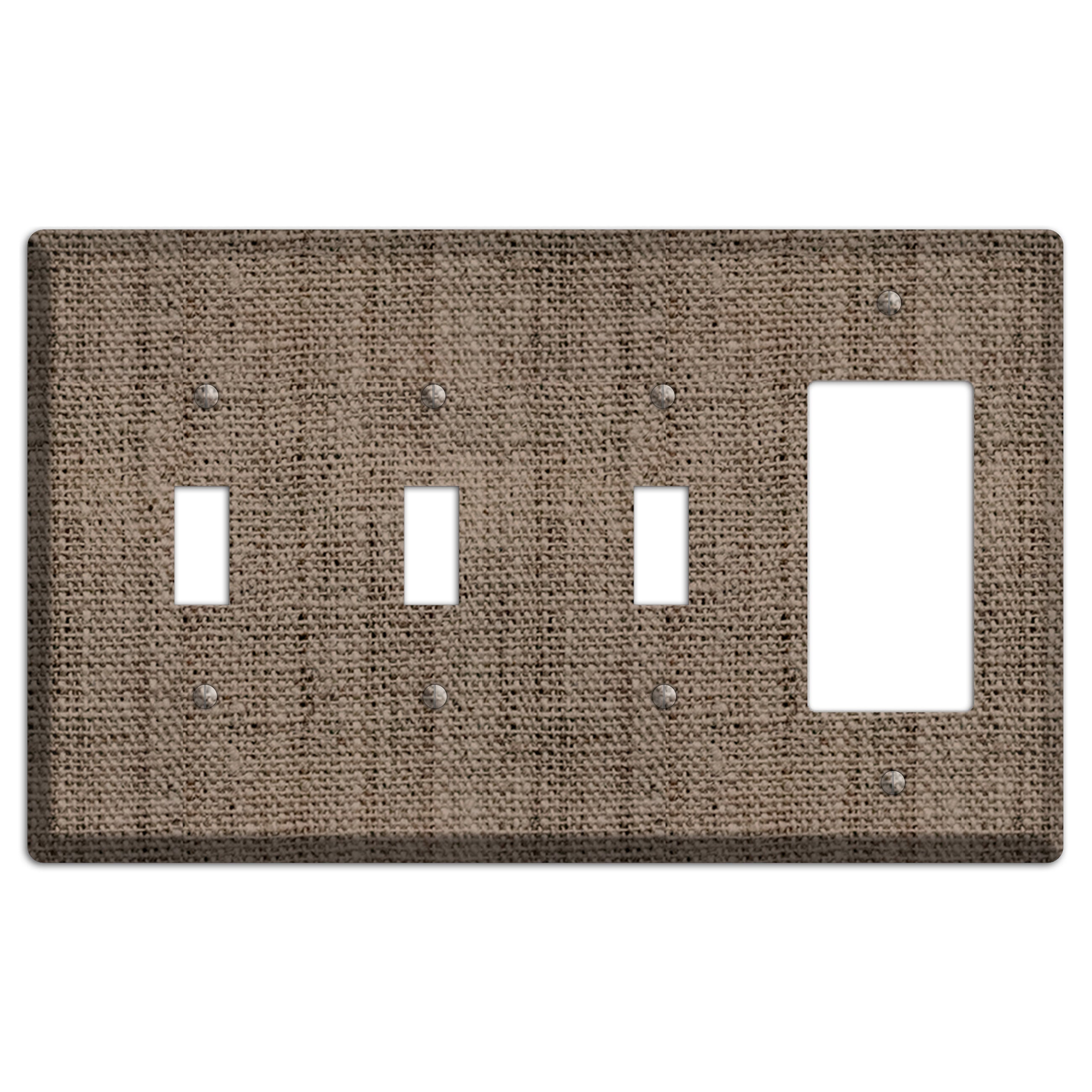 Coffee Burlap 3 Toggle / Rocker Wallplate