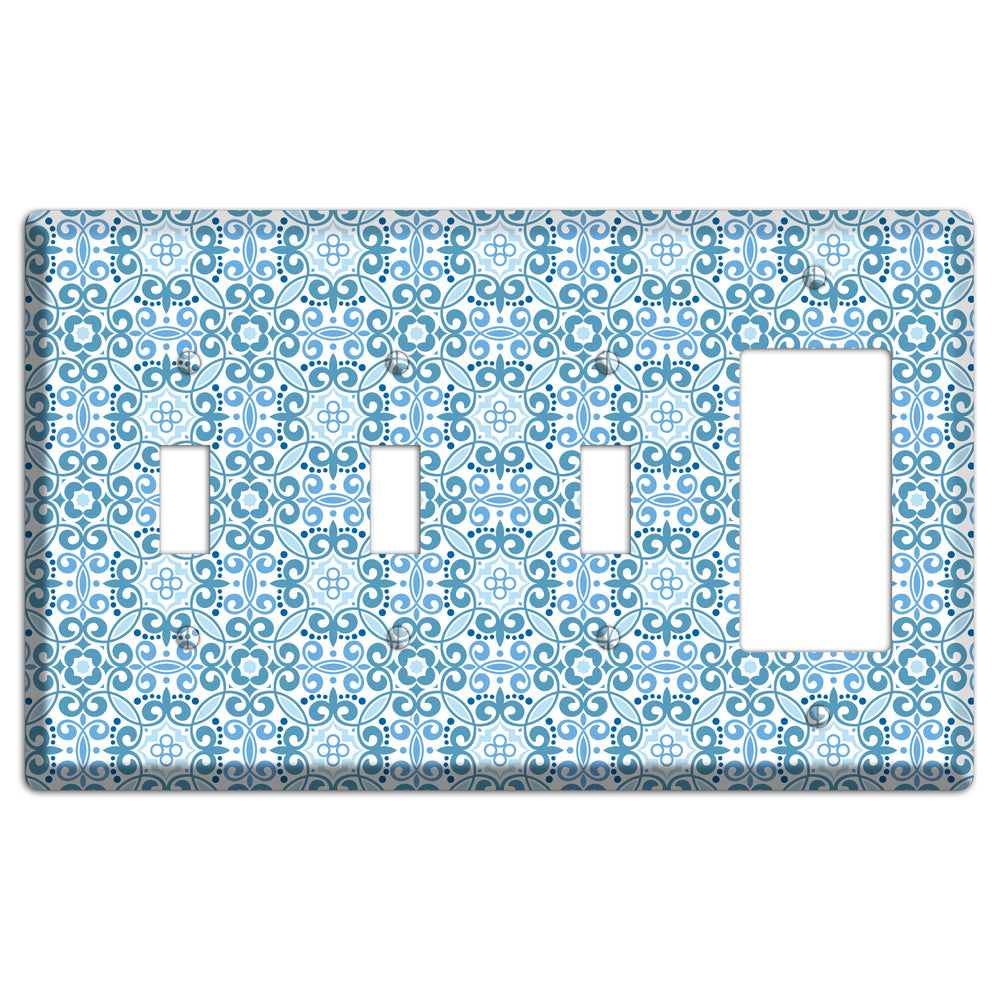 Multi Blue Foulard 3 Toggle / Rocker Wallplate