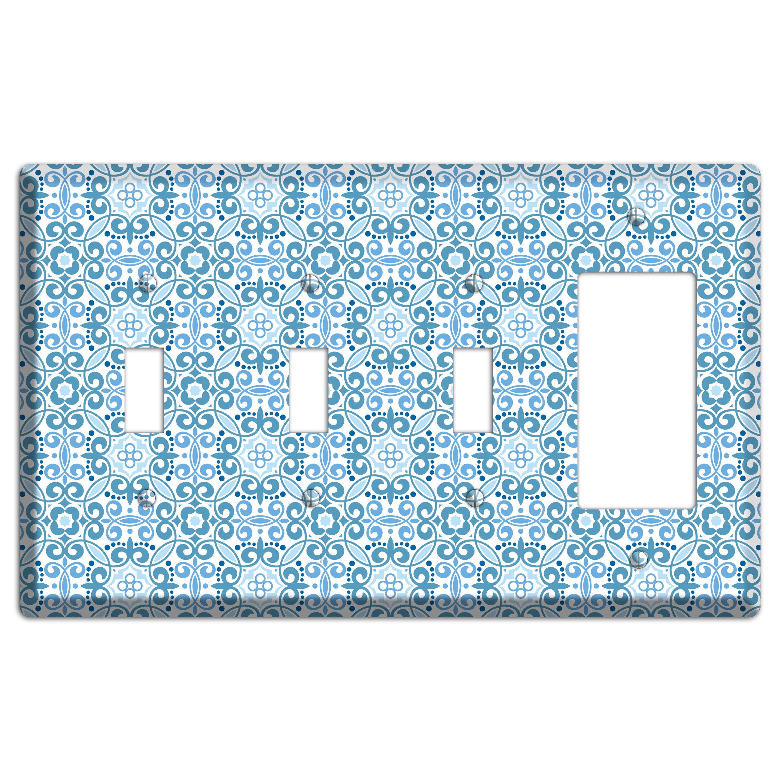 Multi Blue Foulard 3 Toggle / Rocker Wallplate