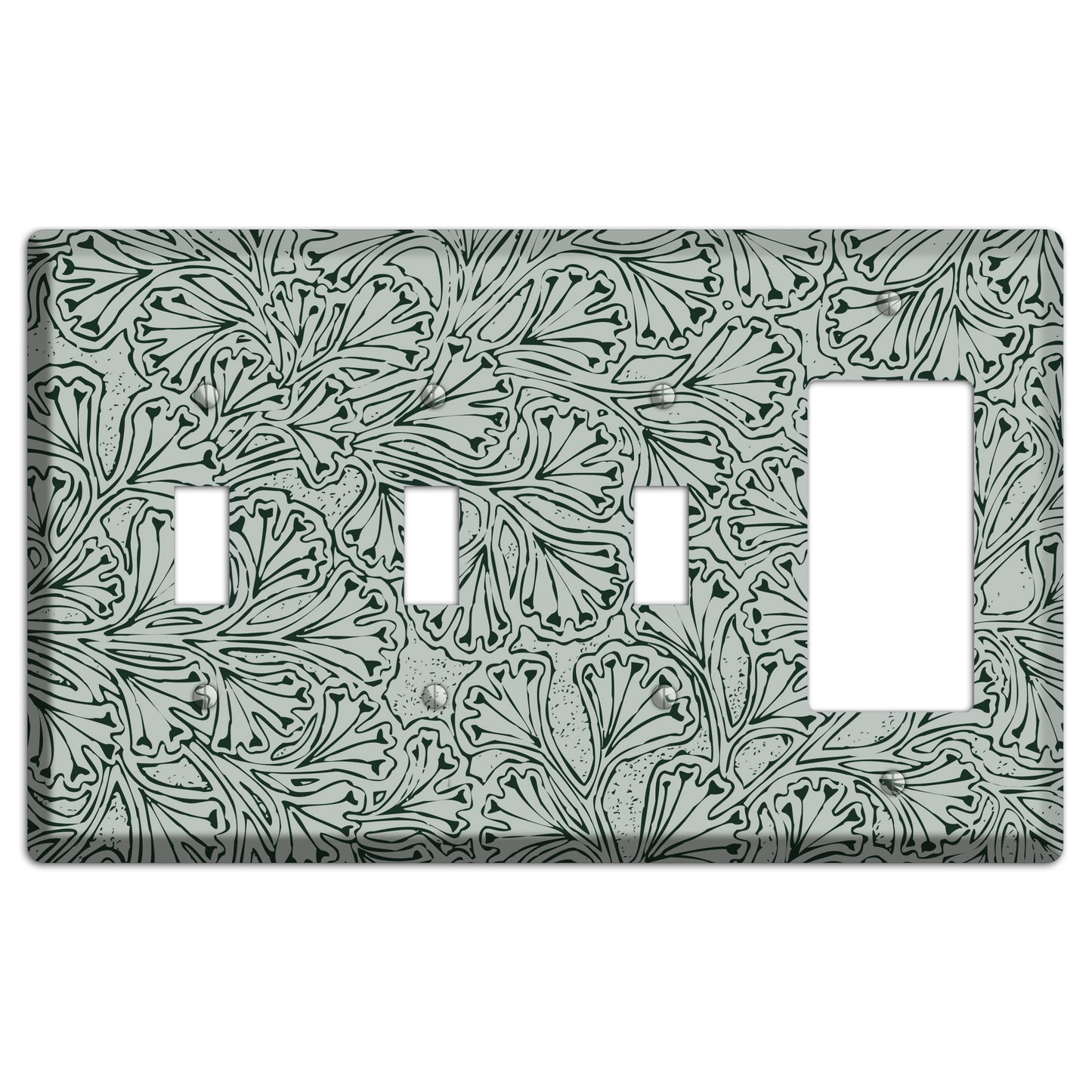 Deco Grey Interlocking Floral 3 Toggle / Rocker Wallplate