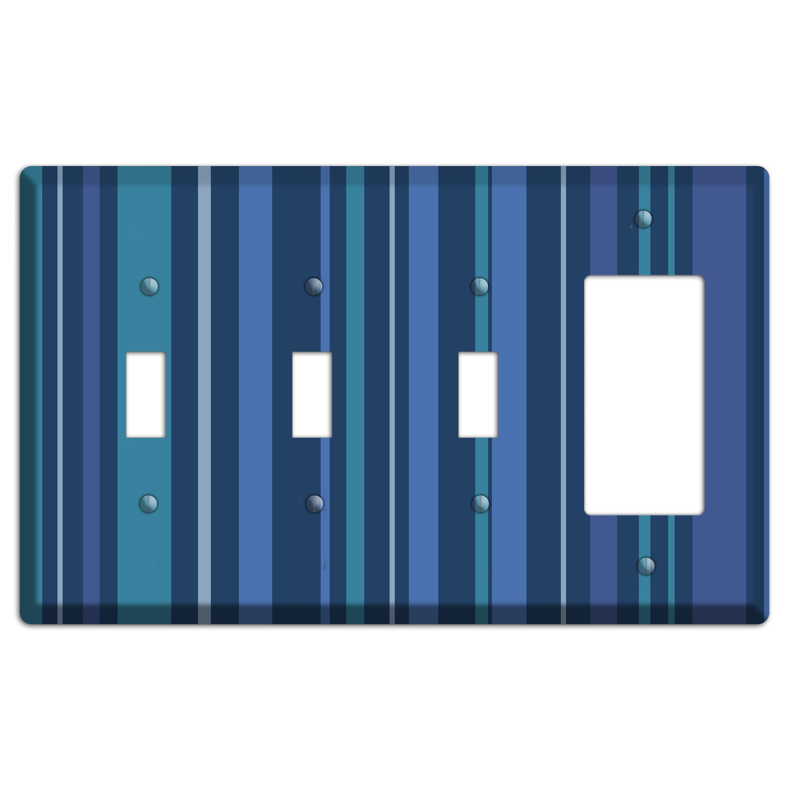 Multi Blue Vertical Stripes 3 Toggle / Rocker Wallplate