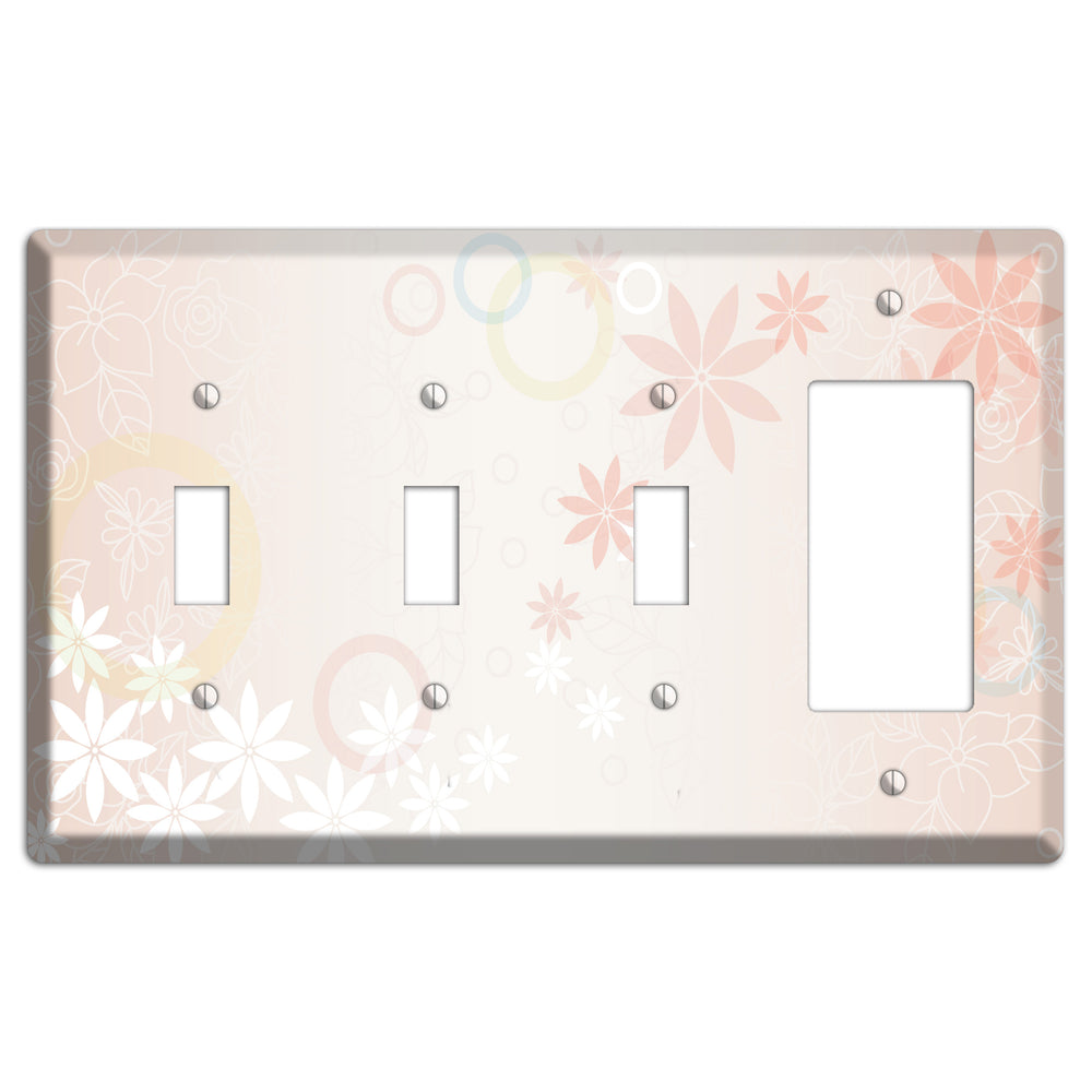 Mauve Floral 3 Toggle / Rocker Wallplate