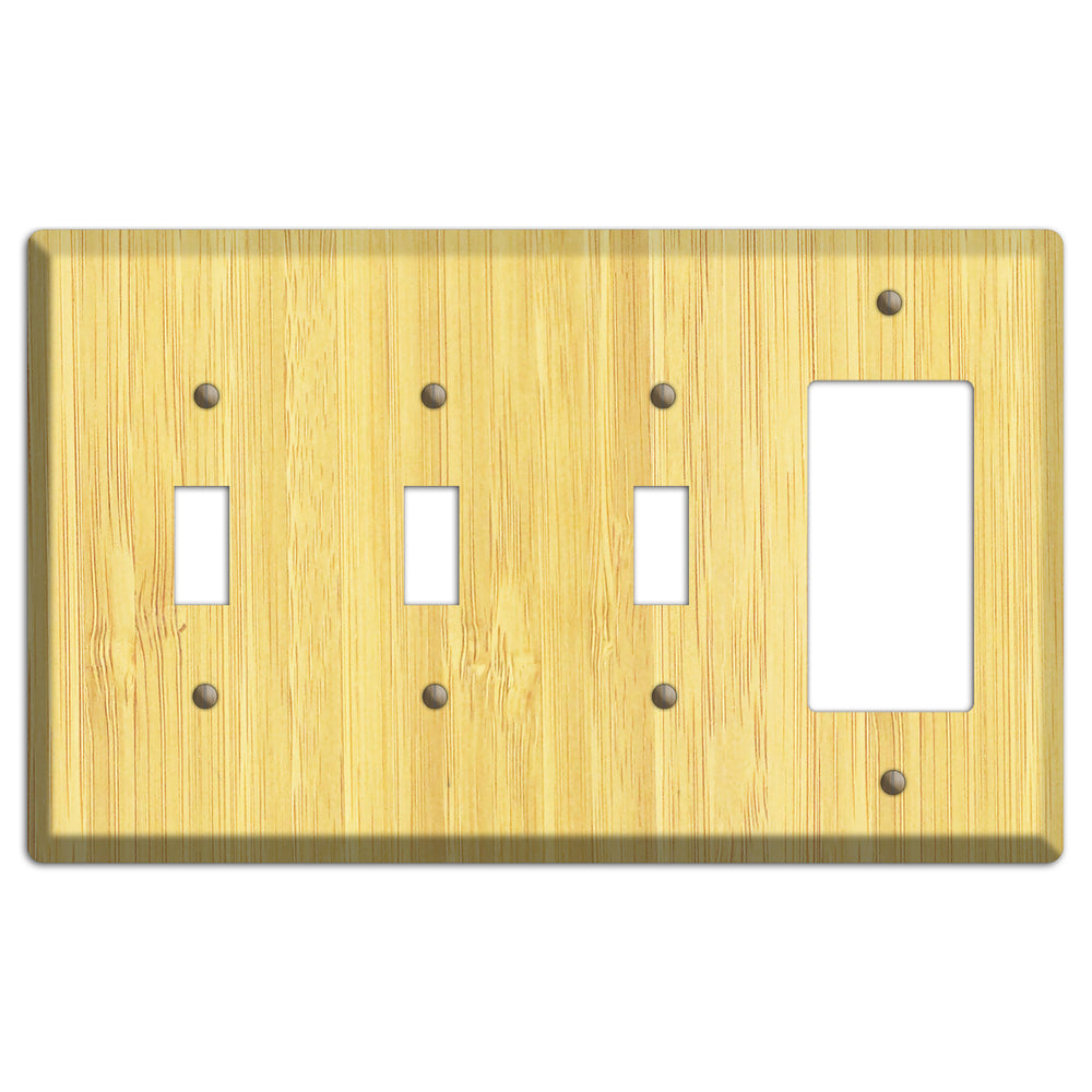 Natural Bamboo Wood 3 Toggle / Rocker Outlet Cover Plate