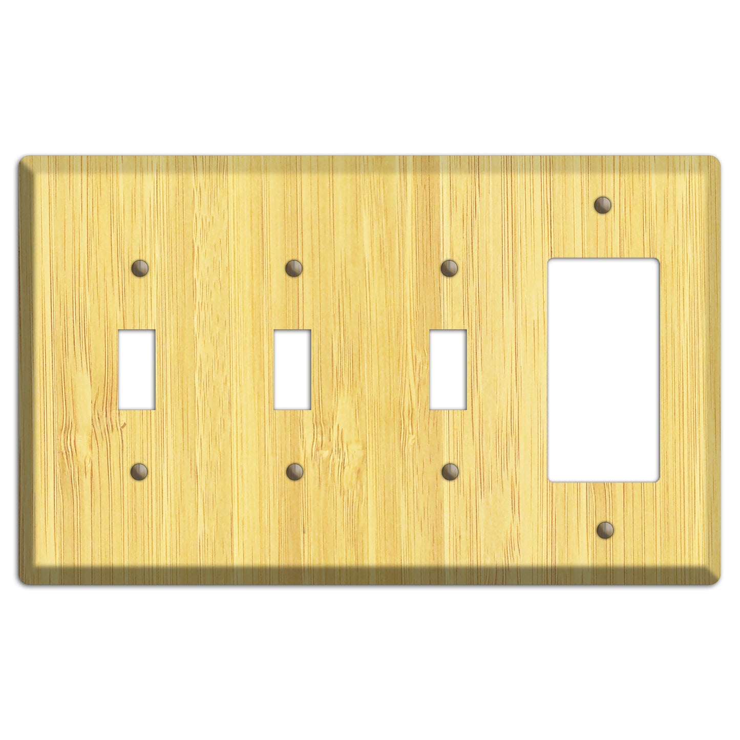 Natural Bamboo Wood 3 Toggle / Rocker Outlet Cover Plate