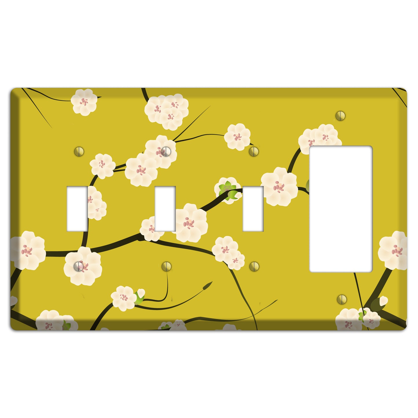 Yellow Chery Blossoms 3 Toggle / Rocker Wallplate