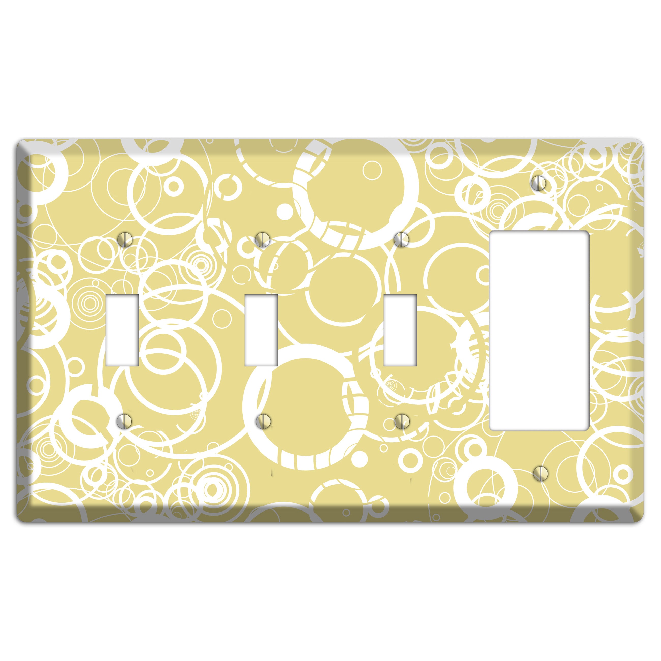 Beige with White Rings 3 Toggle / Rocker Wallplate