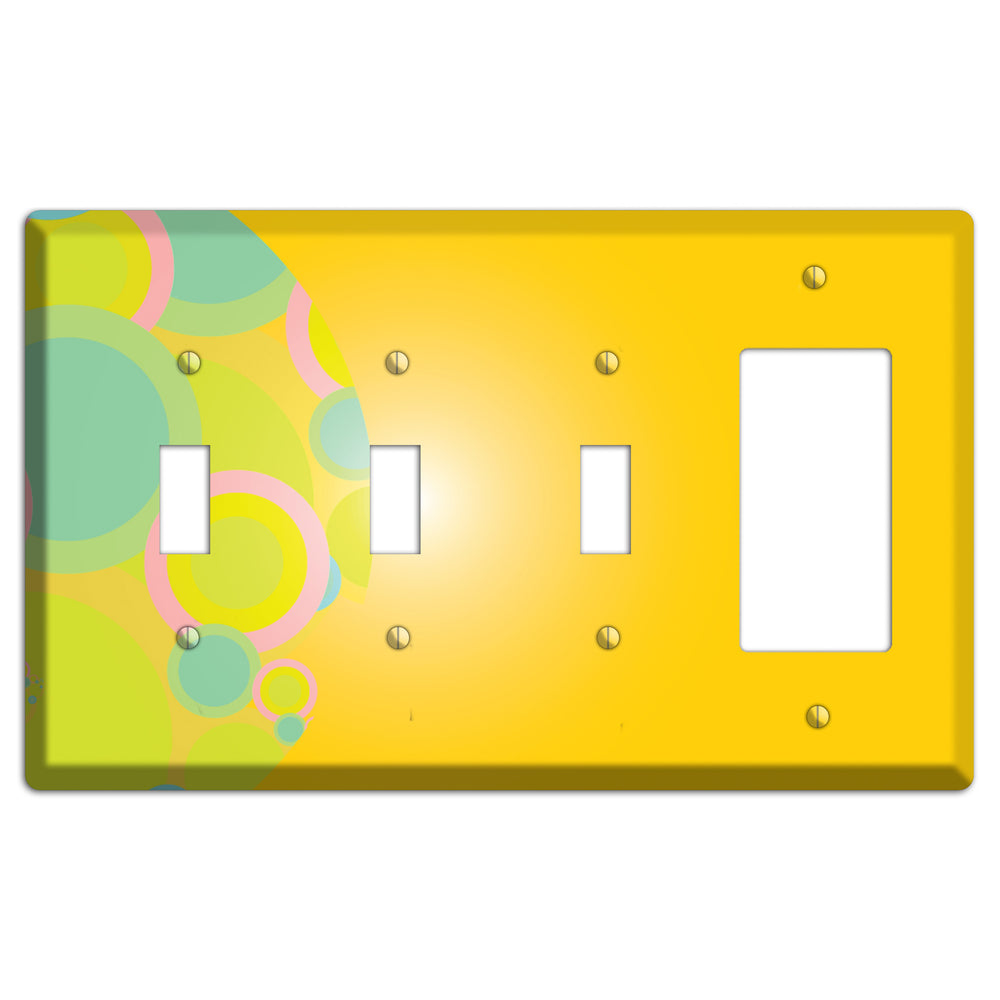 Yellow Circles 3 Toggle / Rocker Wallplate
