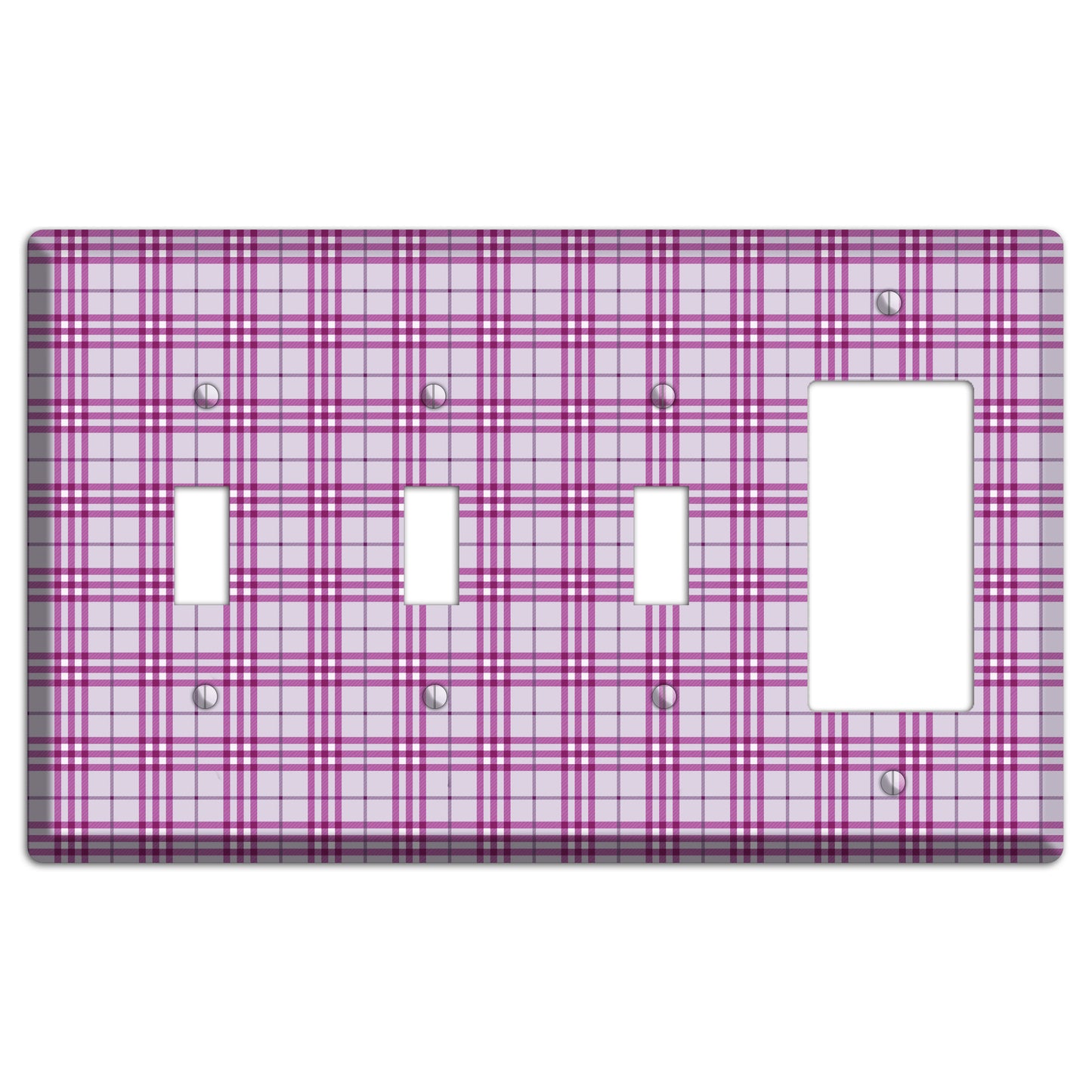 Purple Plaid 3 Toggle / Rocker Wallplate