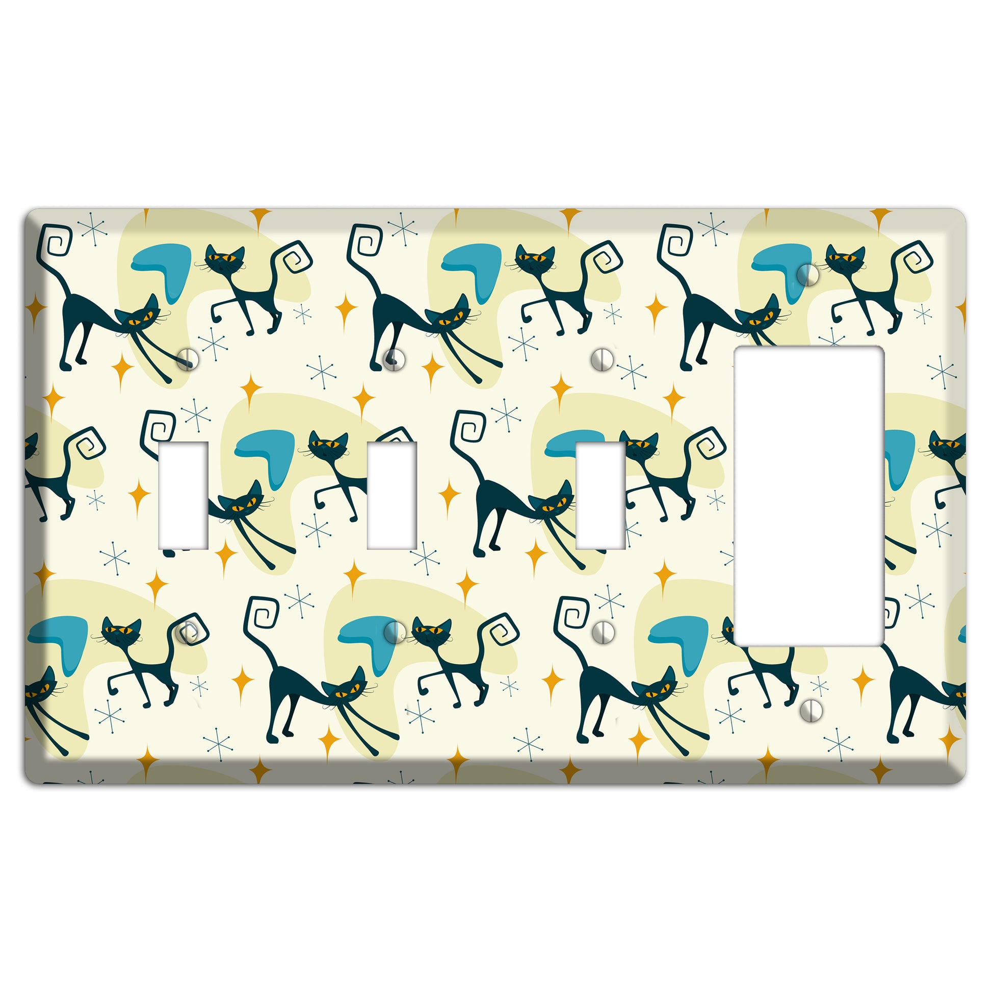 Black Cats 3 Toggle / Rocker Wallplate