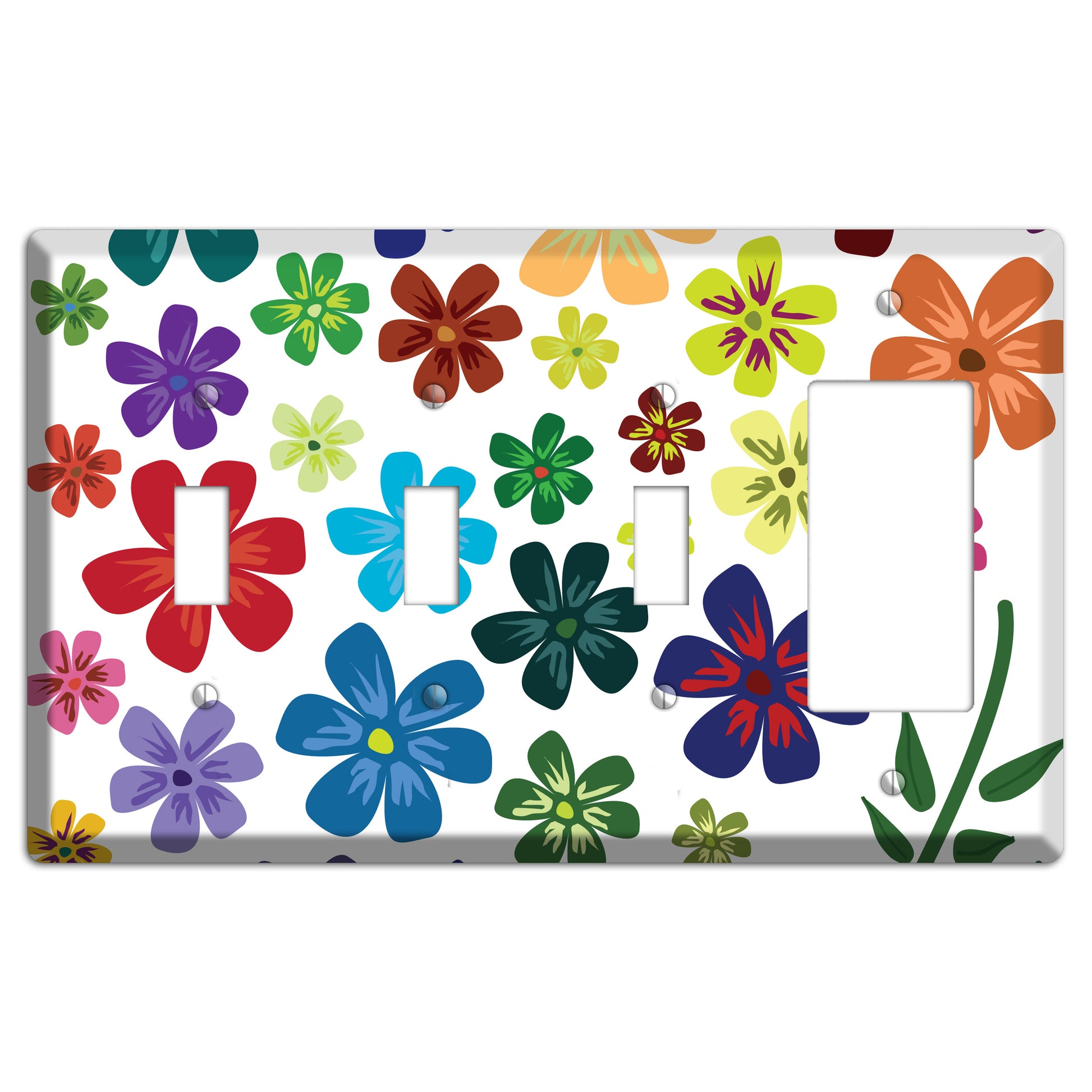 White Flowers 3 Toggle / Rocker Wallplate