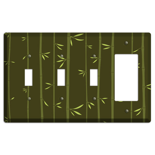 Dark Green Bamboo 3 Toggle / Rocker Wallplate