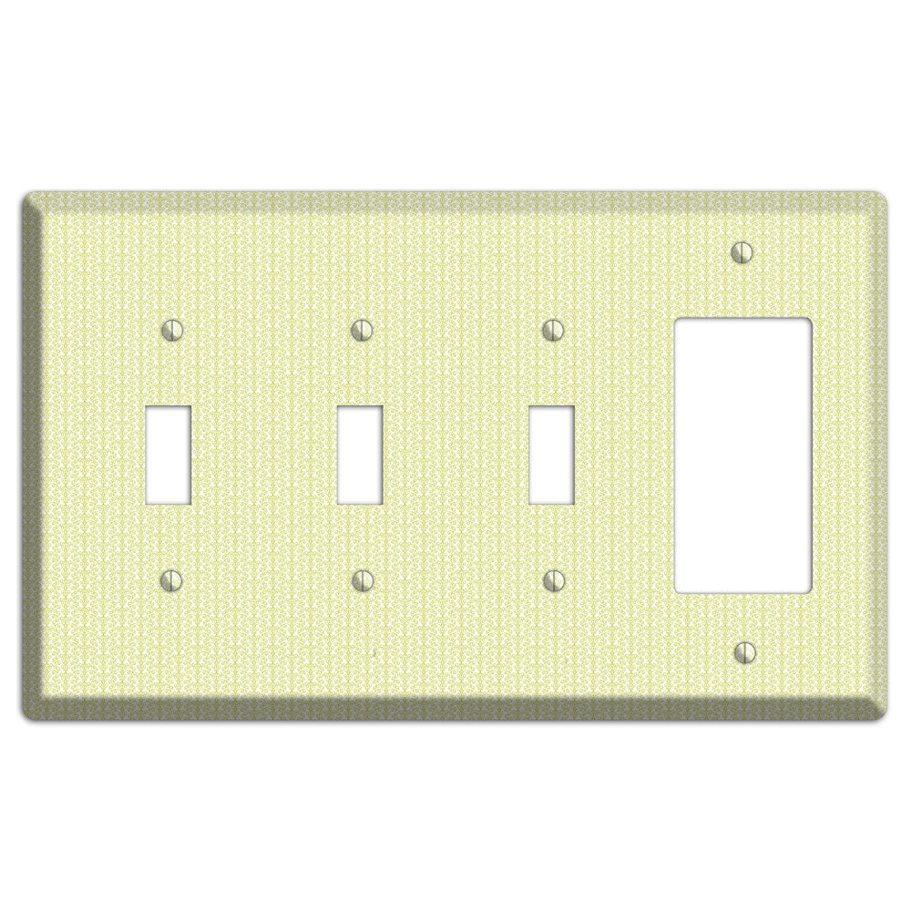 Olive Tiny Toile Half Drop 3 Toggle / Rocker Wallplate