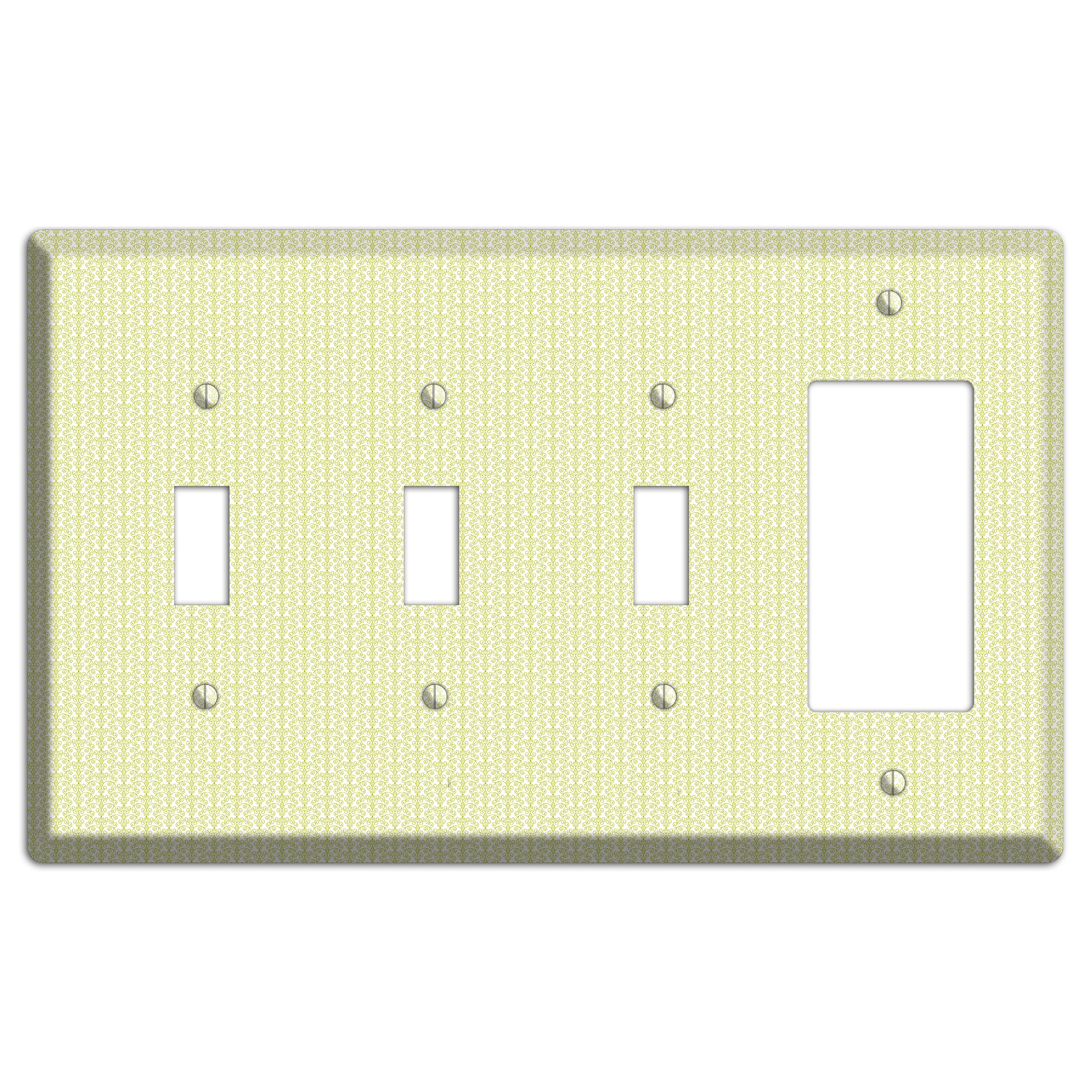 Olive Tiny Toile Half Drop 3 Toggle / Rocker Wallplate