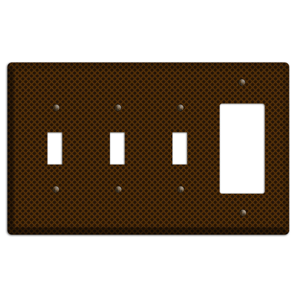 Brown Geometric 3 Toggle / Rocker Wallplate