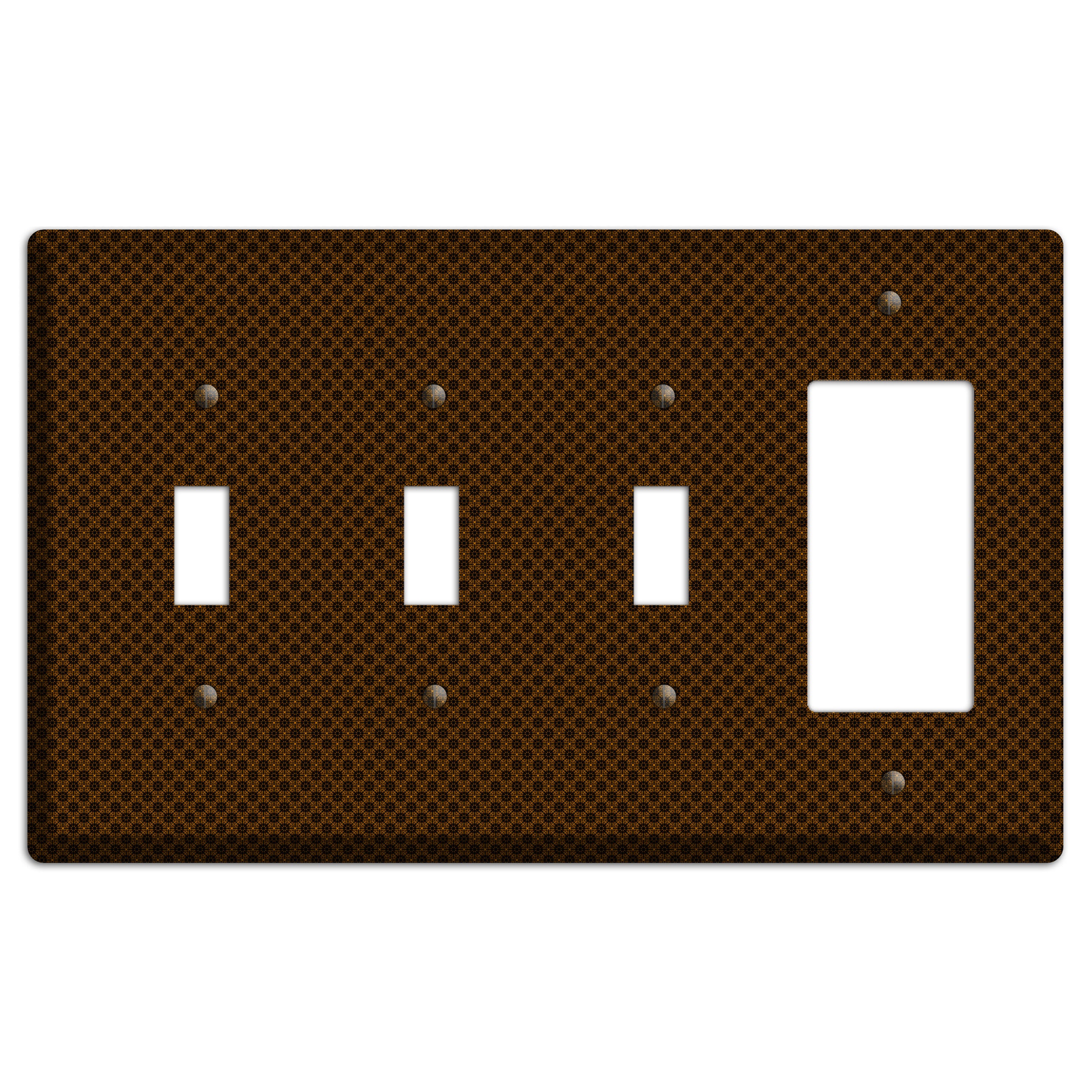 Brown Geometric 3 Toggle / Rocker Wallplate