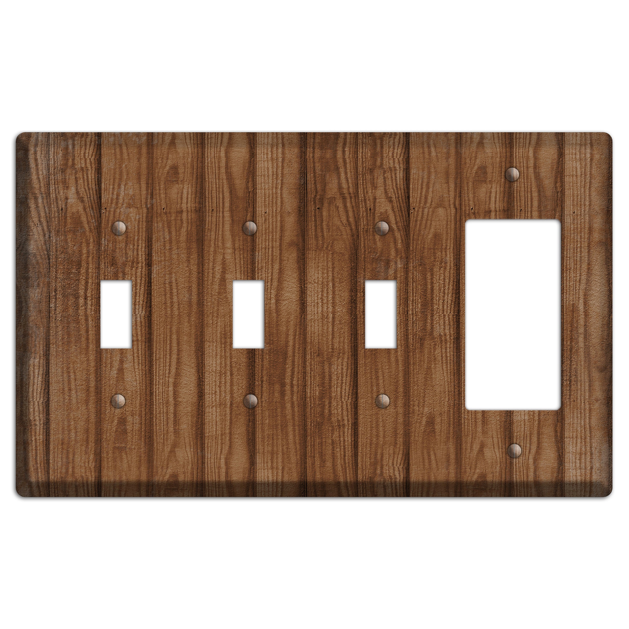 Old Copper Weathered Wood 3 Toggle / Rocker Wallplate