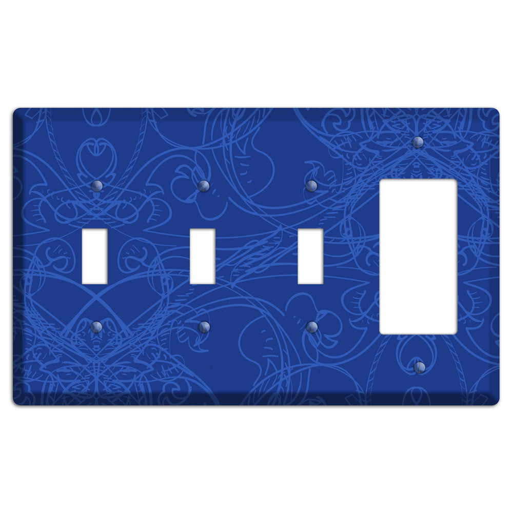 Blue Deco Sketch 3 Toggle / Rocker Wallplate