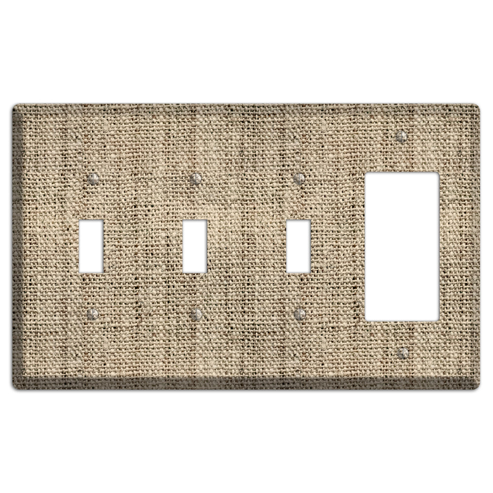 Hillary Burlap 3 Toggle / Rocker Wallplate