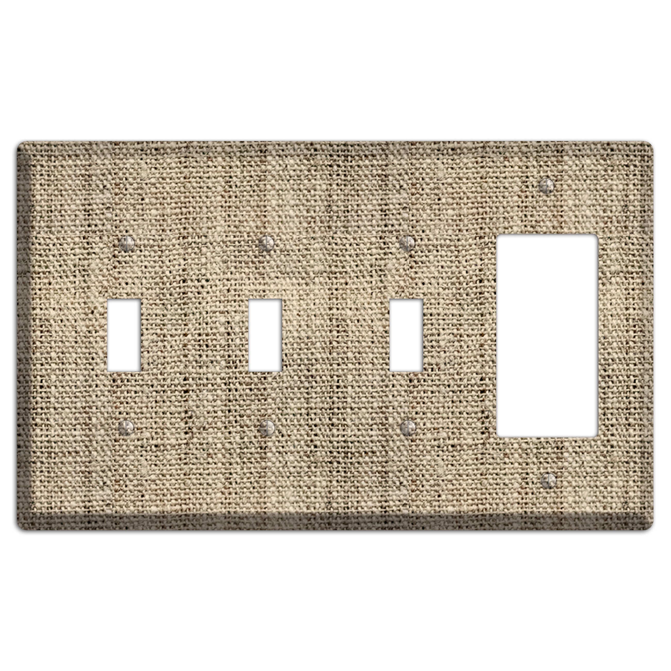 Hillary Burlap 3 Toggle / Rocker Wallplate
