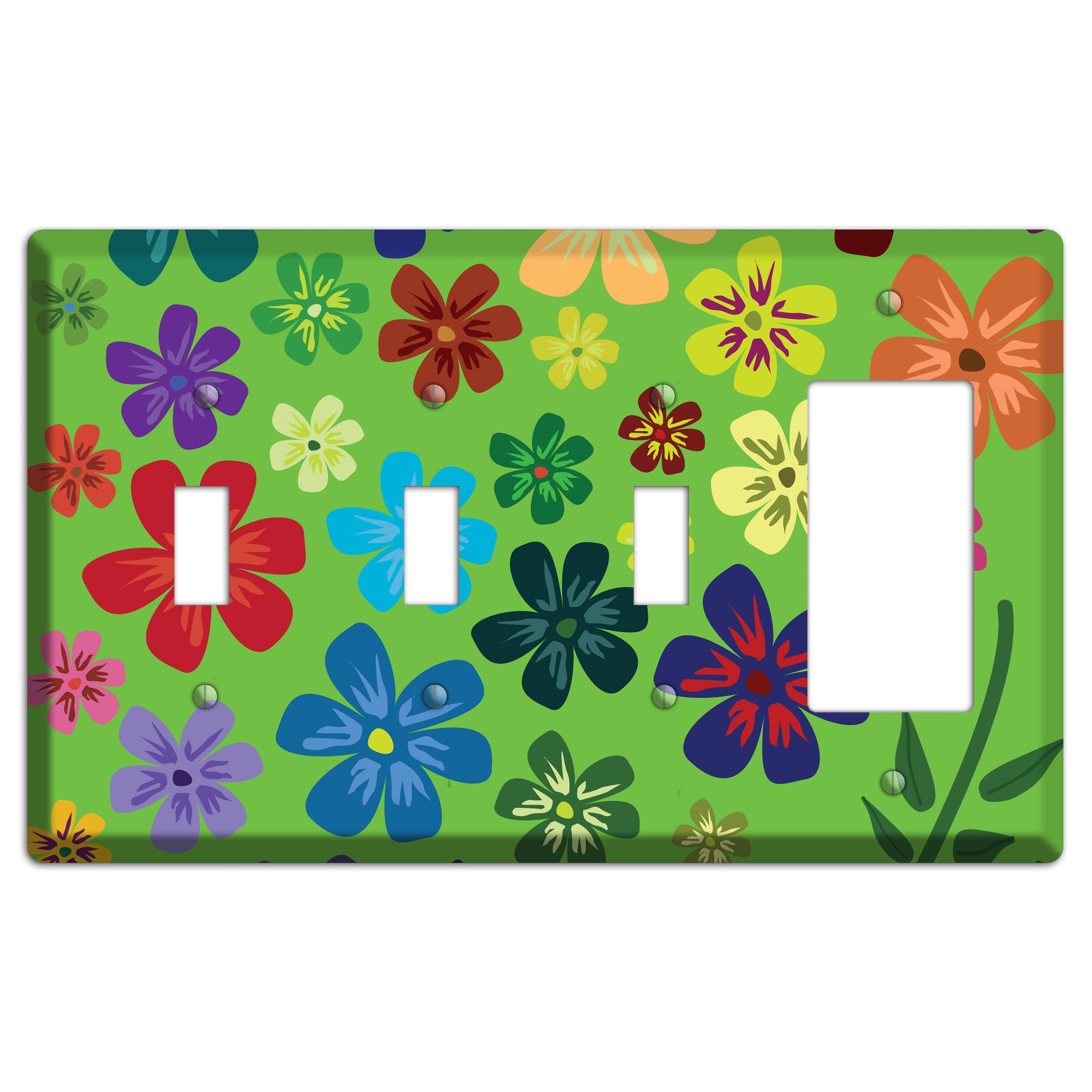 Orange Flowers 3 Toggle / Rocker Wallplate