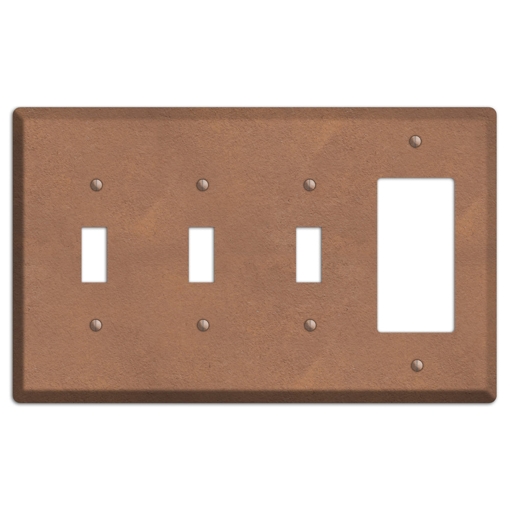 Stucoo Brown 3 Toggle / Rocker Wallplate