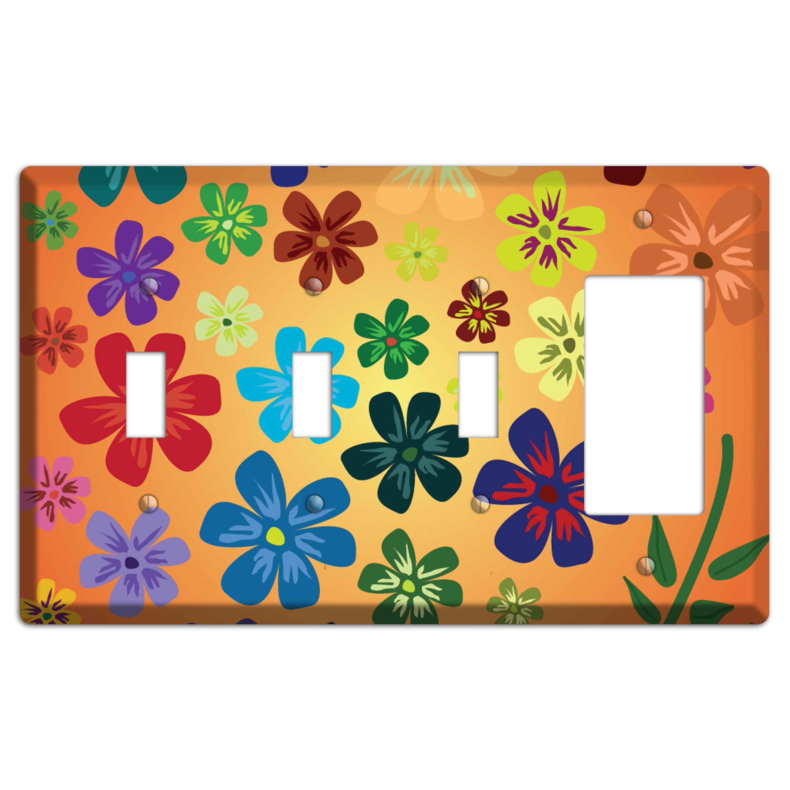 Brown Flowers 3 Toggle / Rocker Wallplate
