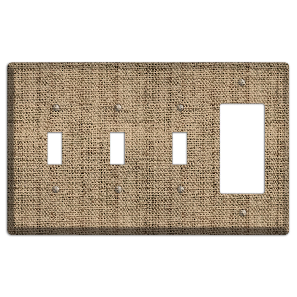 Donkey Brown Burlap 3 Toggle / Rocker Wallplate