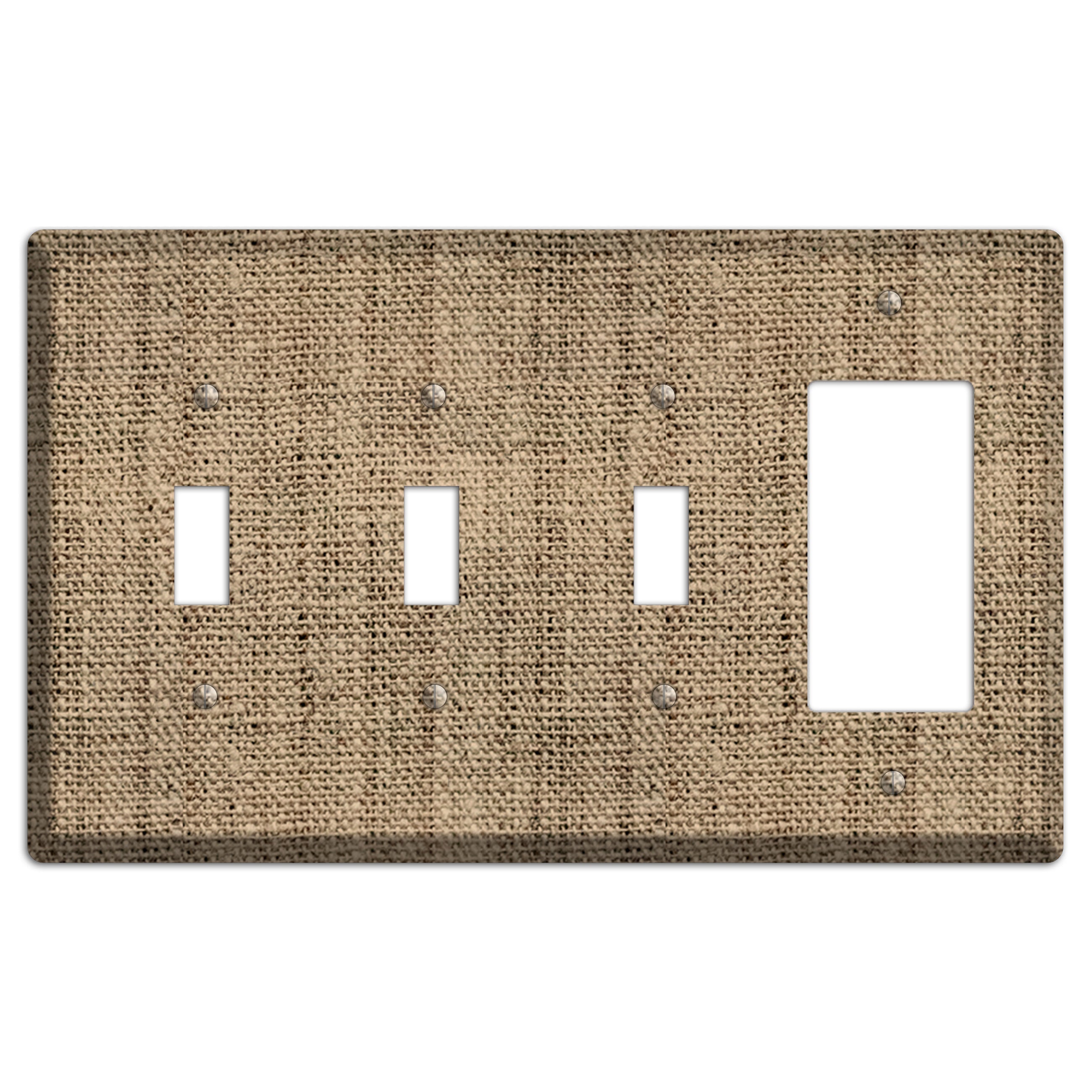 Donkey Brown Burlap 3 Toggle / Rocker Wallplate