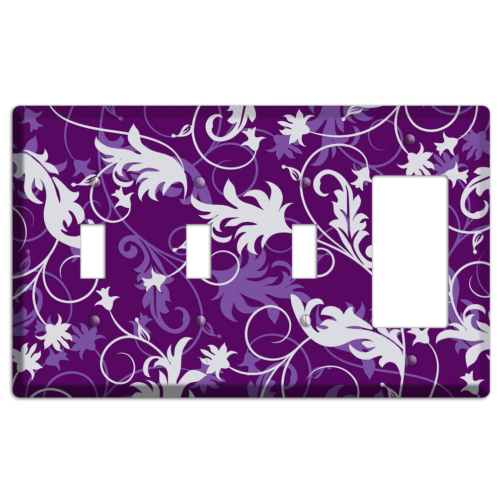 Purple Victorian 3 Toggle / Rocker Wallplate