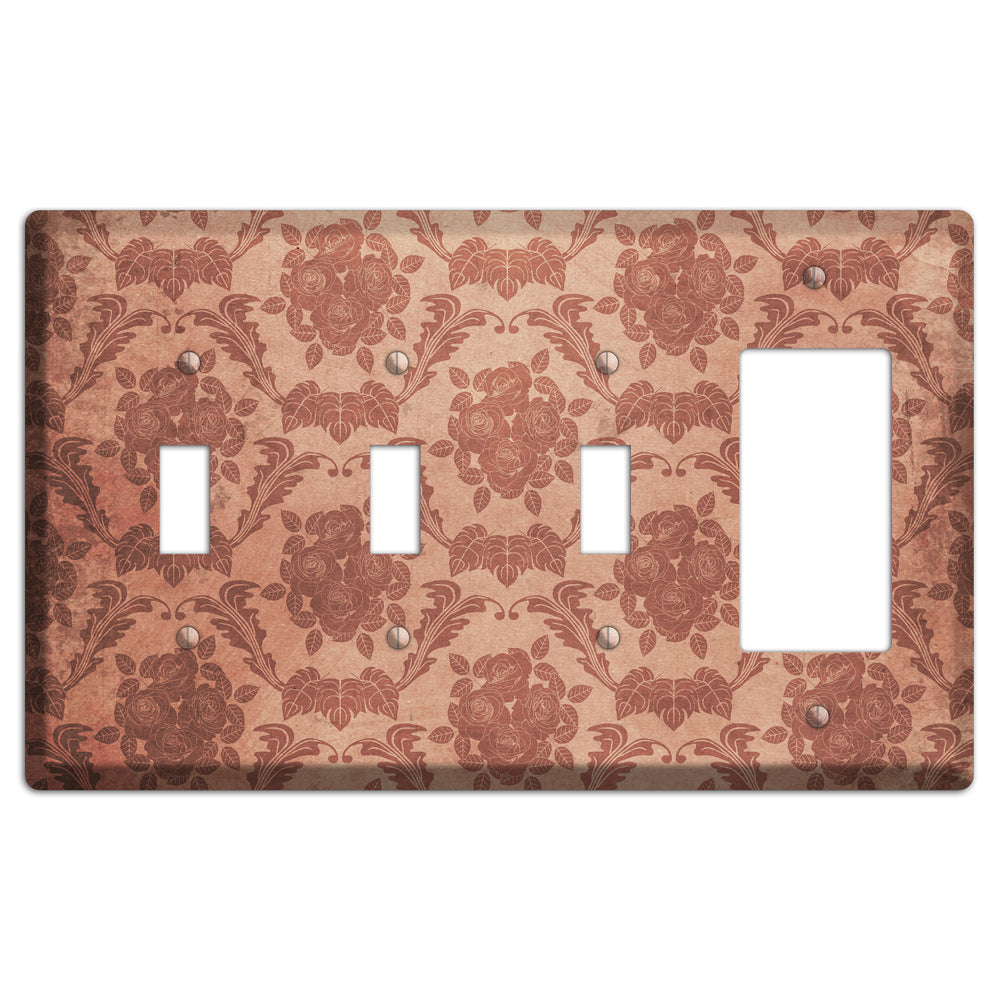 Old Rose Vintage Rose Damask 3 Toggle / Rocker Wallplate