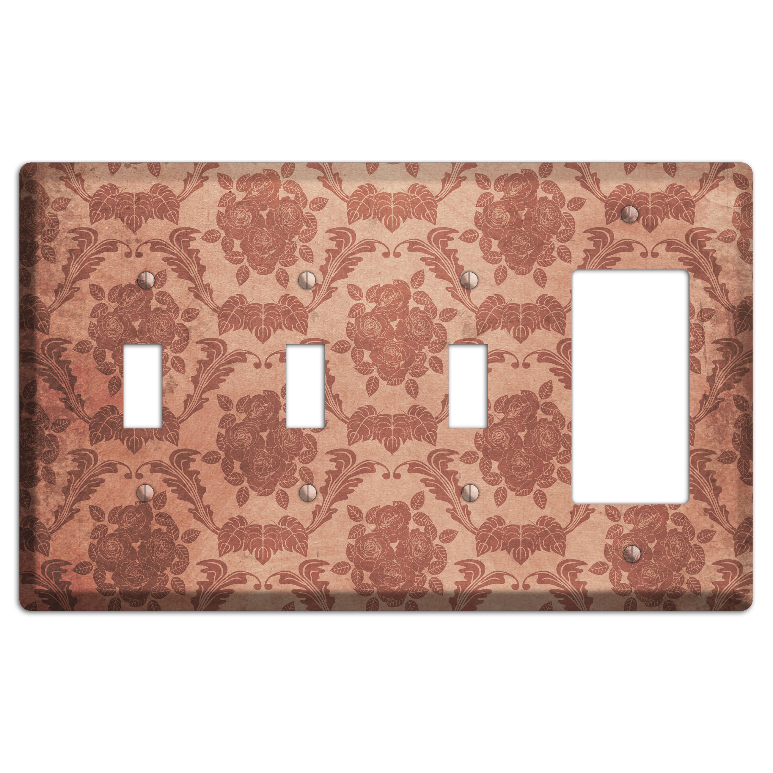 Old Rose Vintage Rose Damask 3 Toggle / Rocker Wallplate