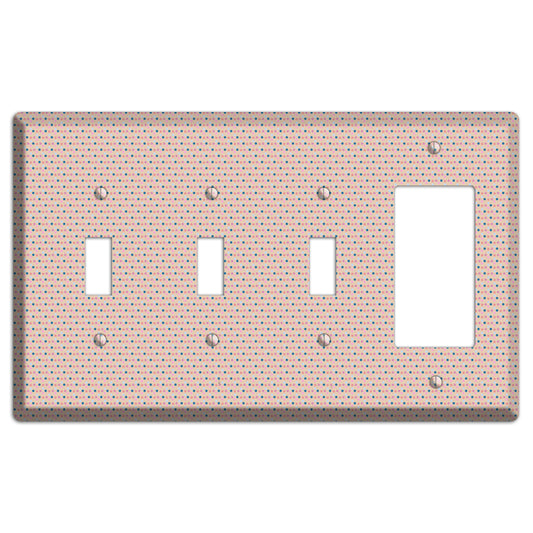 Multi Dusty Pink Tiny Dots 3 Toggle / Rocker Wallplate
