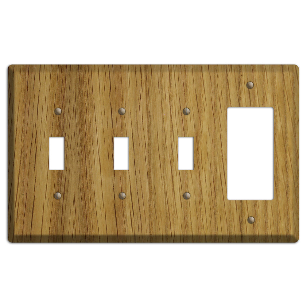 Unfinished White Oak Wood 3 Toggle / Rocker Outlet Cover Plate
