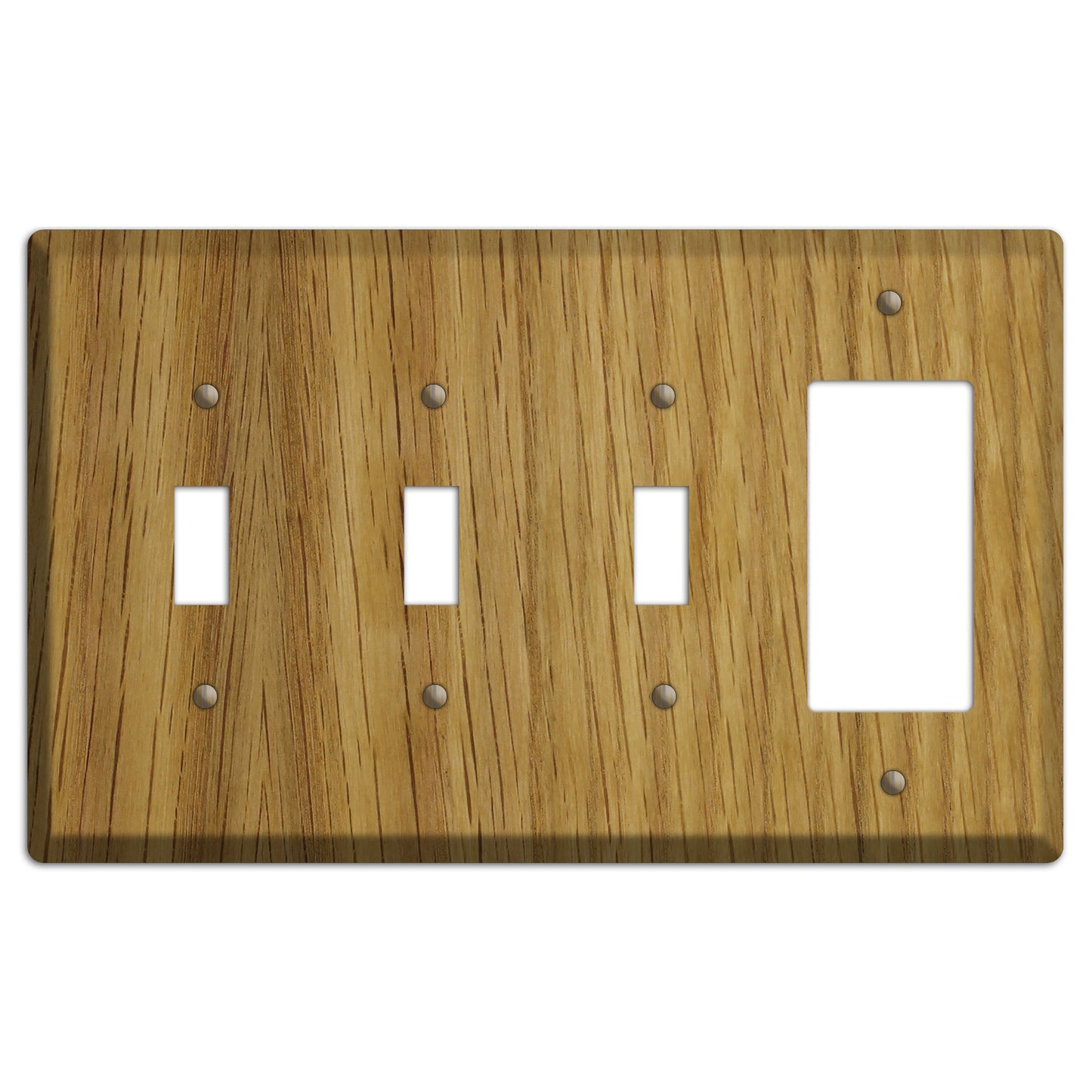 Unfinished White Oak Wood 3 Toggle / Rocker Outlet Cover Plate