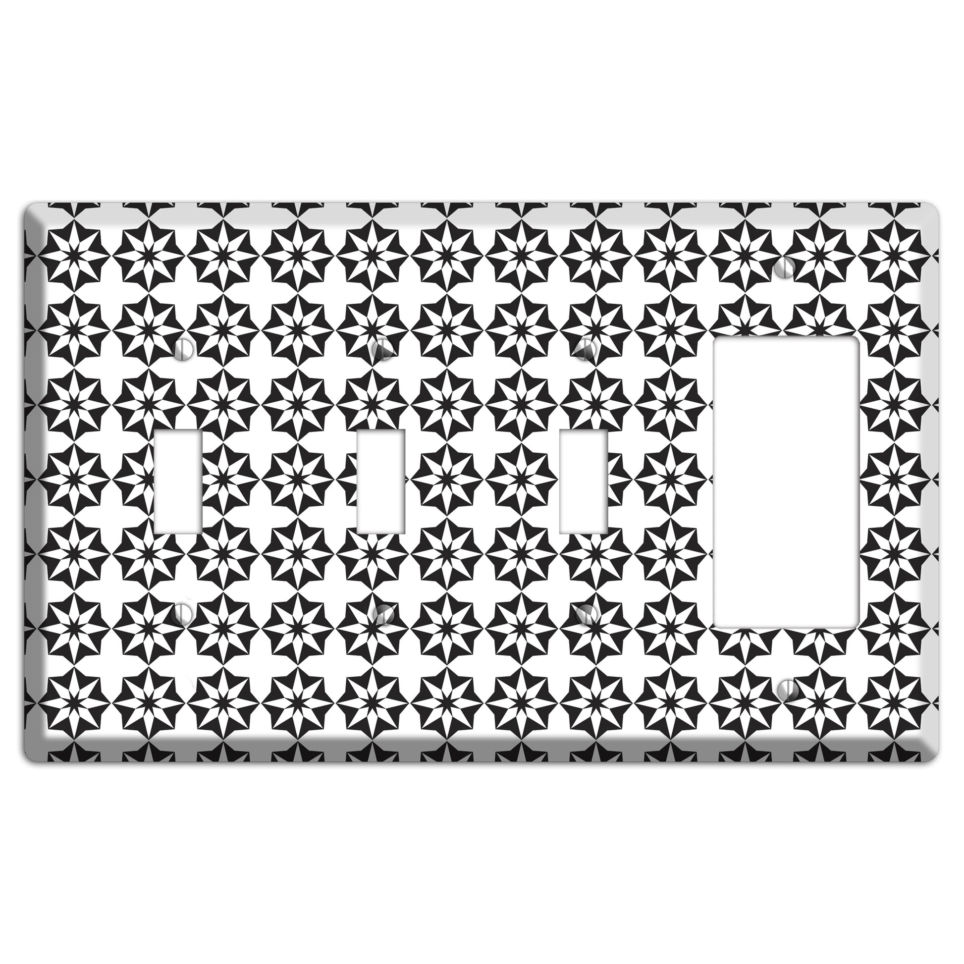 White with Black Foulard 3 Toggle / Rocker Wallplate