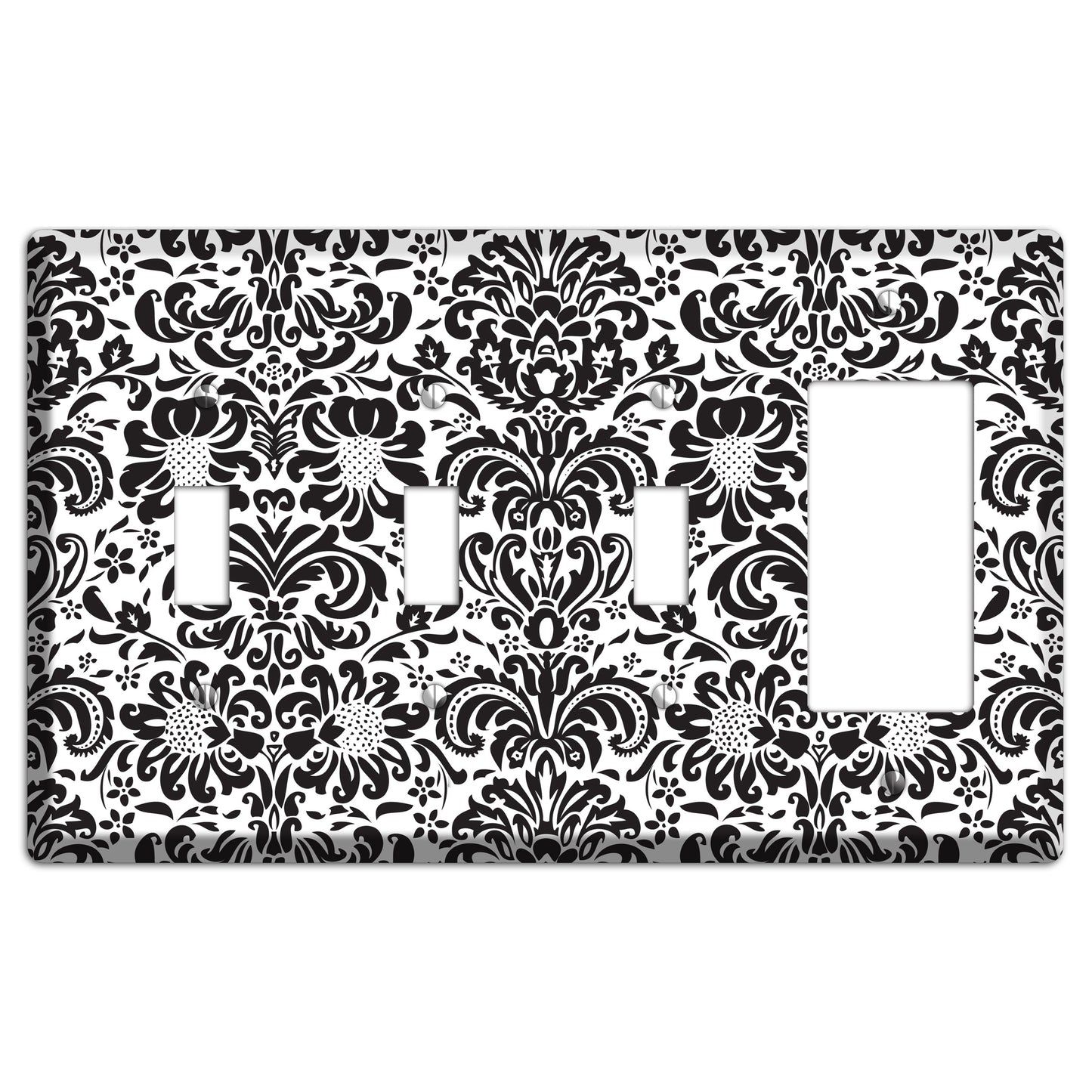 White with Black Toile 3 Toggle / Rocker Wallplate