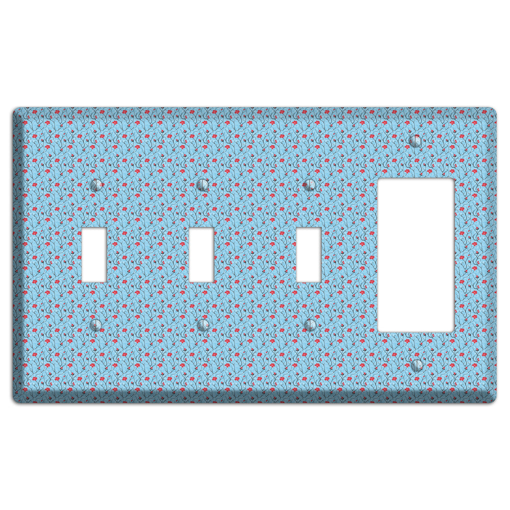Light Blue Calico 3 Toggle / Rocker Wallplate