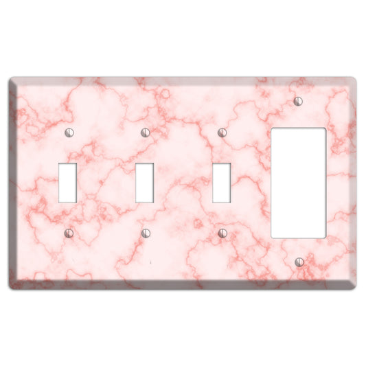 Pink Stained Marble 3 Toggle / Rocker Wallplate