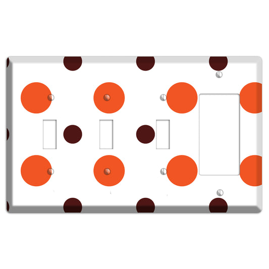 Coral and Brown Multi Medium Polka Dots 2 3 Toggle / Rocker Wallplate