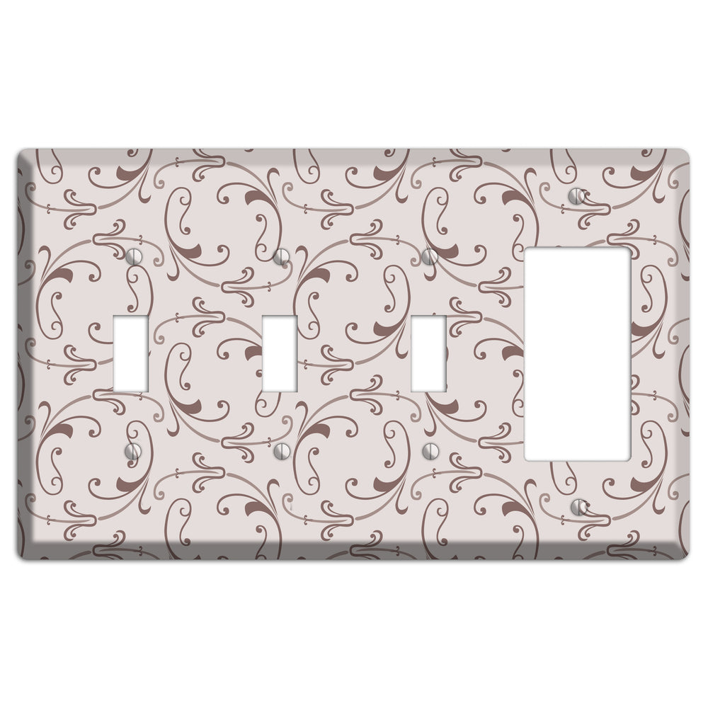 Mauve Victorian Sprig 3 Toggle / Rocker Wallplate