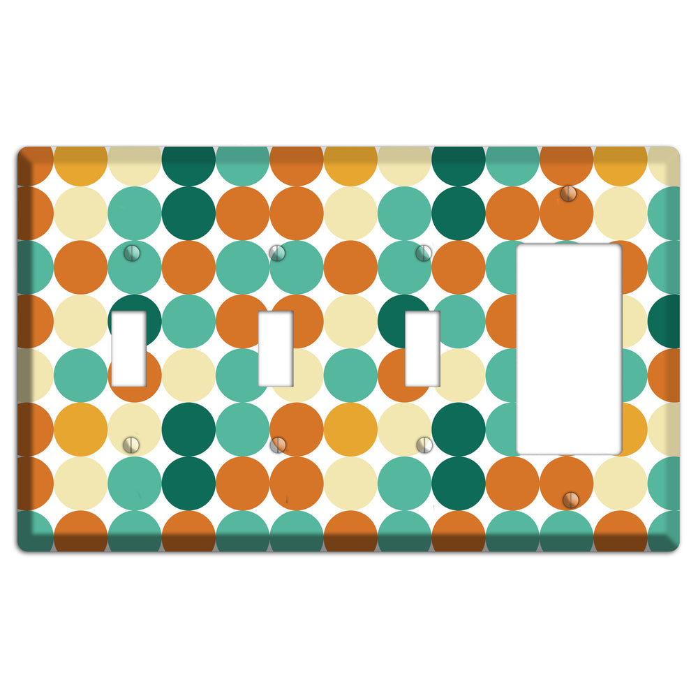 Multi Umber Jade Tiled Dots 3 Toggle / Rocker Wallplate