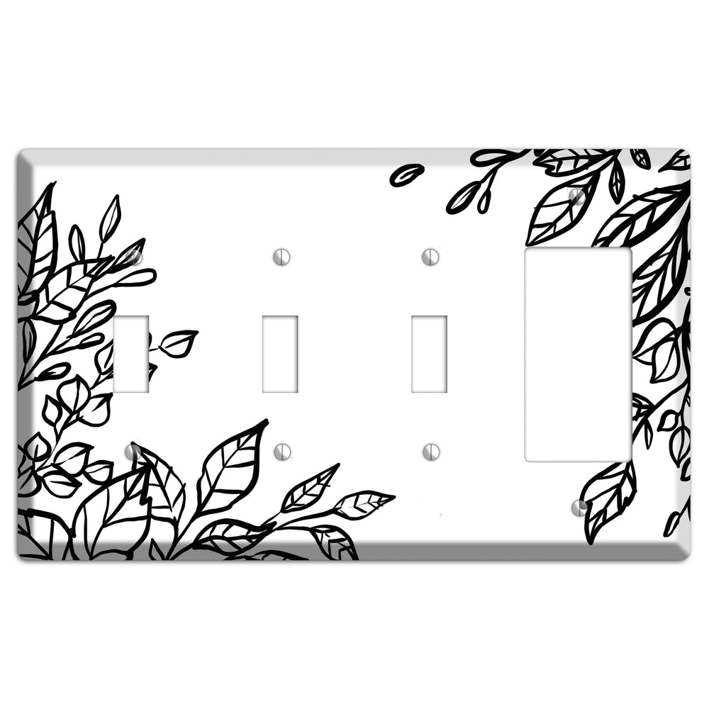 Hand-Drawn Floral 19 3 Toggle / Rocker Wallplate