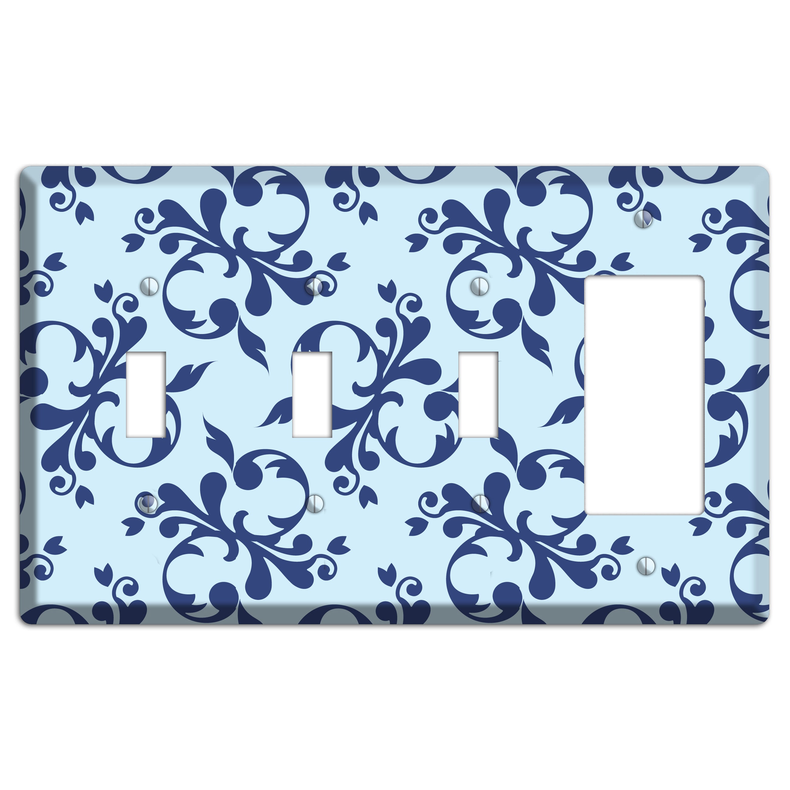 Blue Victorian Toile 3 Toggle / Rocker Wallplate