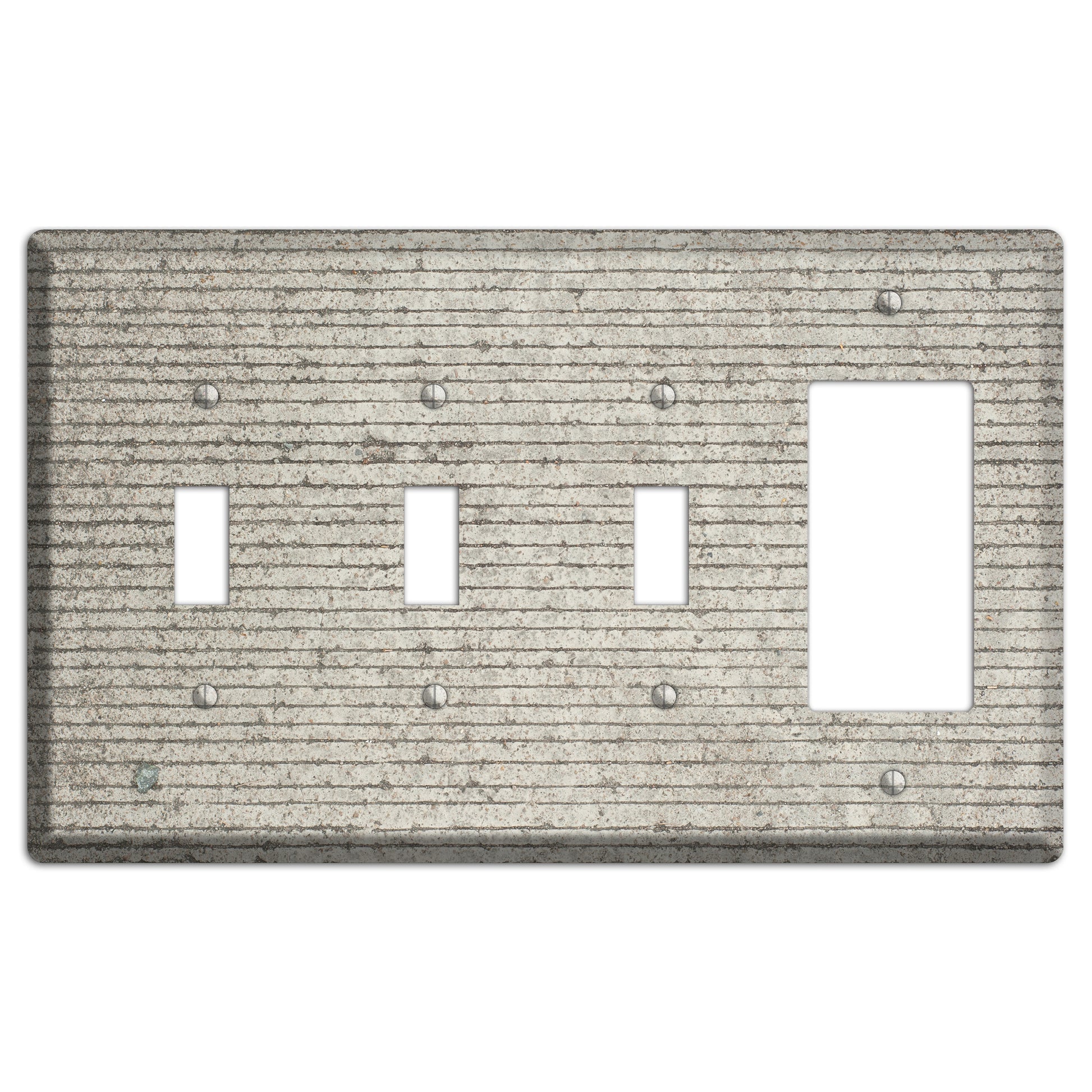 Horizontal Concrete 3 Toggle / Rocker Wallplate
