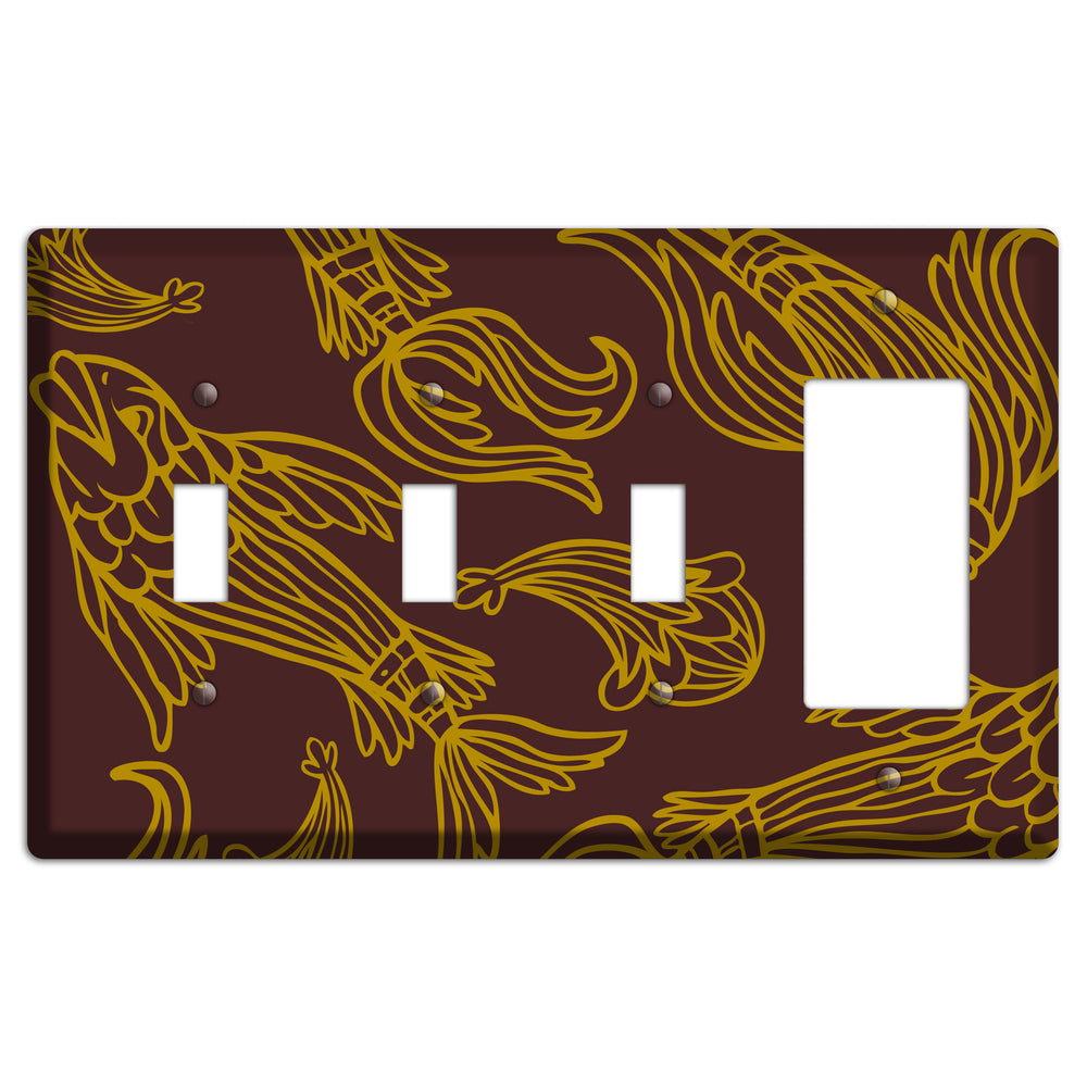 Brown and Beige Koi 3 Toggle / Rocker Wallplate