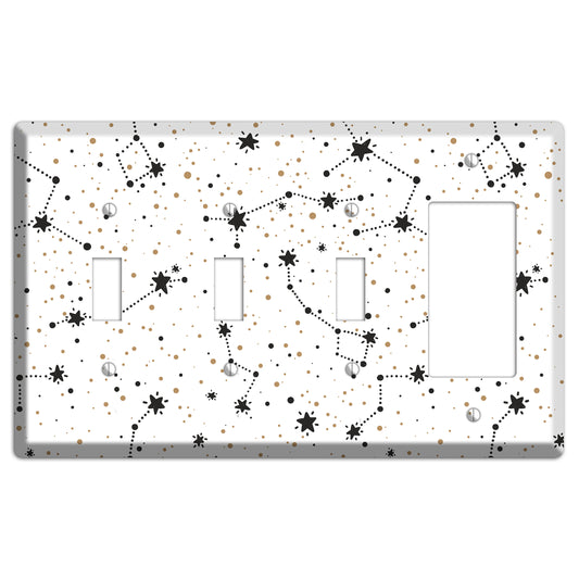 Constellations White 3 Toggle / Rocker Wallplate