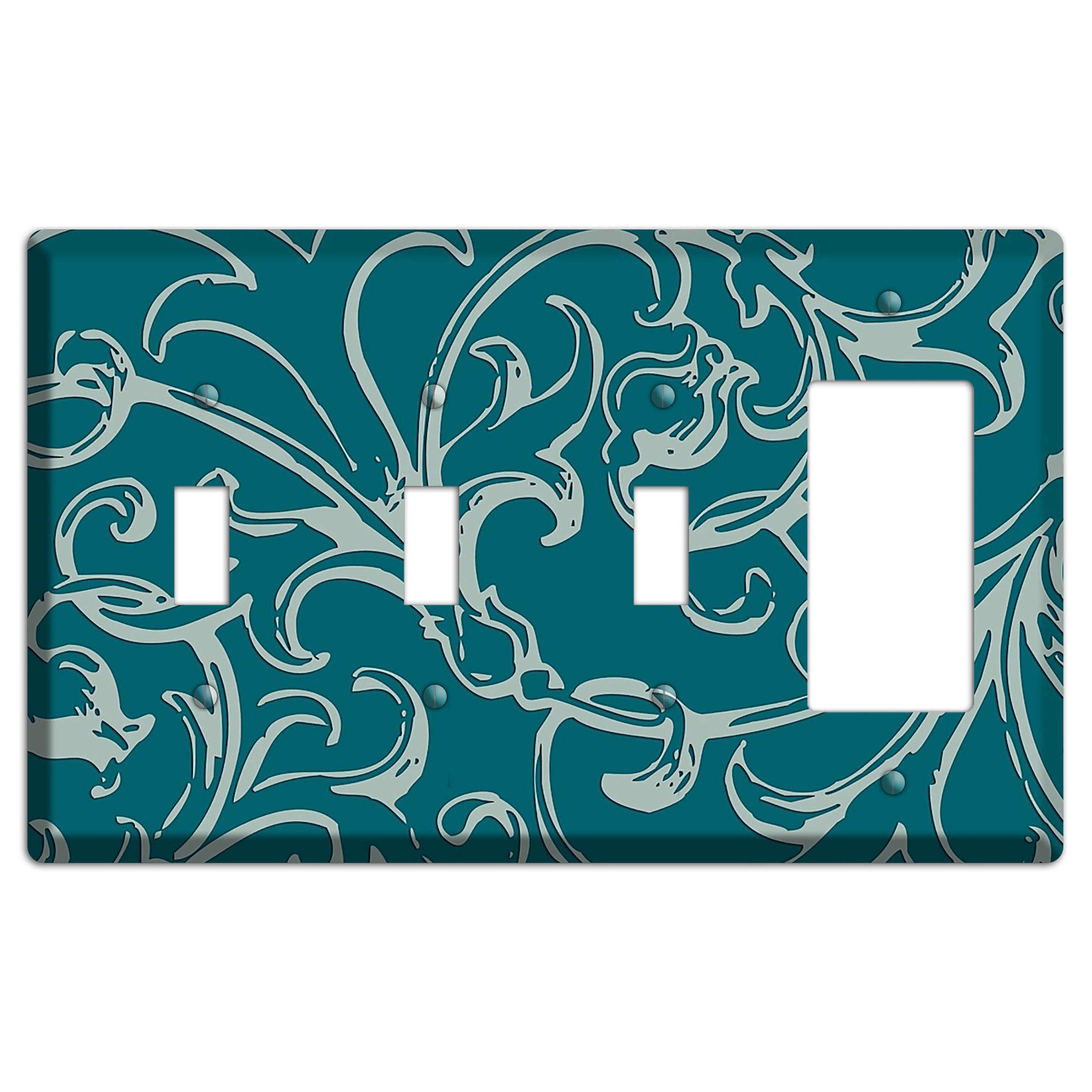 Victorian Teal 3 Toggle / Rocker Wallplate