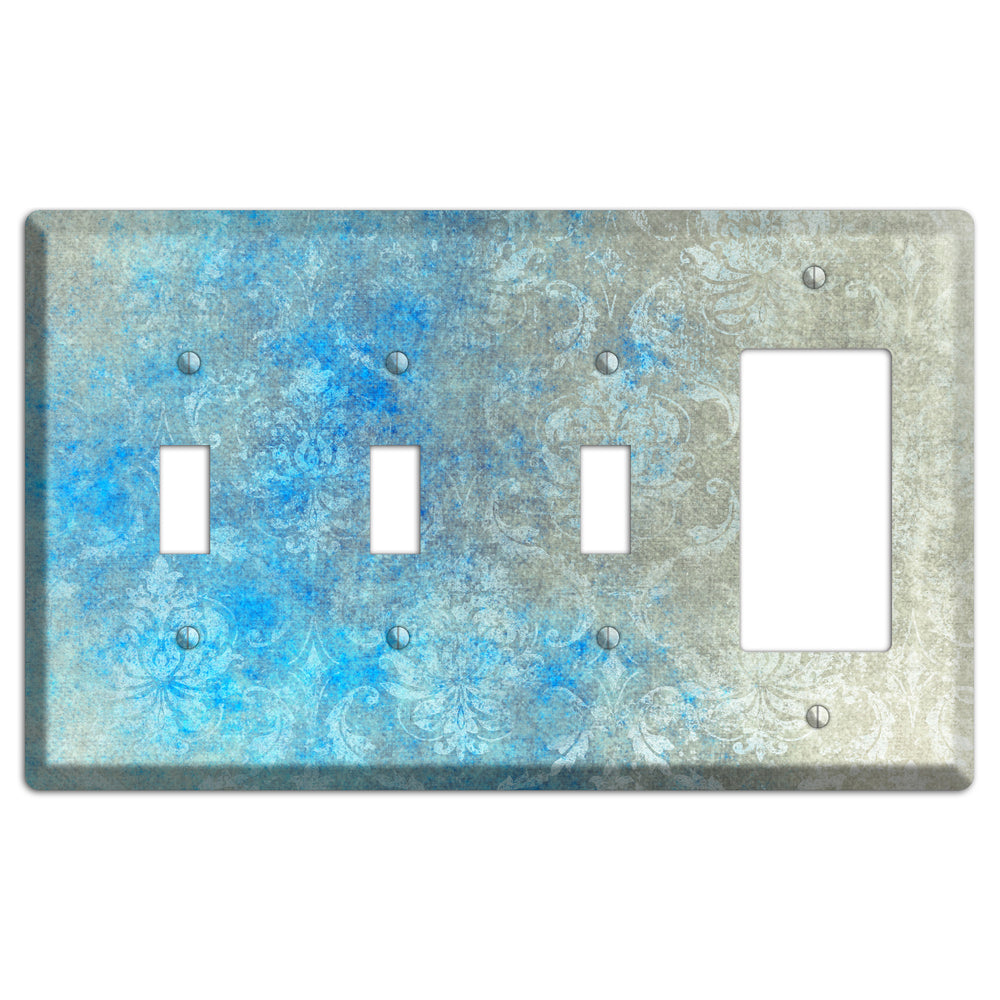 Picton Blue Whimsical Damask 3 Toggle / Rocker Wallplate